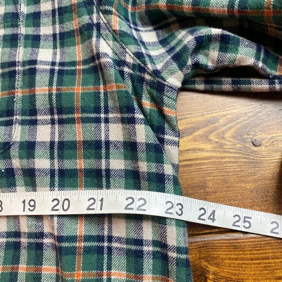 Eddie Bauer Button Down Flannel Men's Plaid Long Sleeve Green White Blue 307263 - Picture 6 of 8